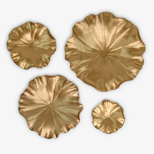 Lotus Leaves Wall Decor set in Gold
