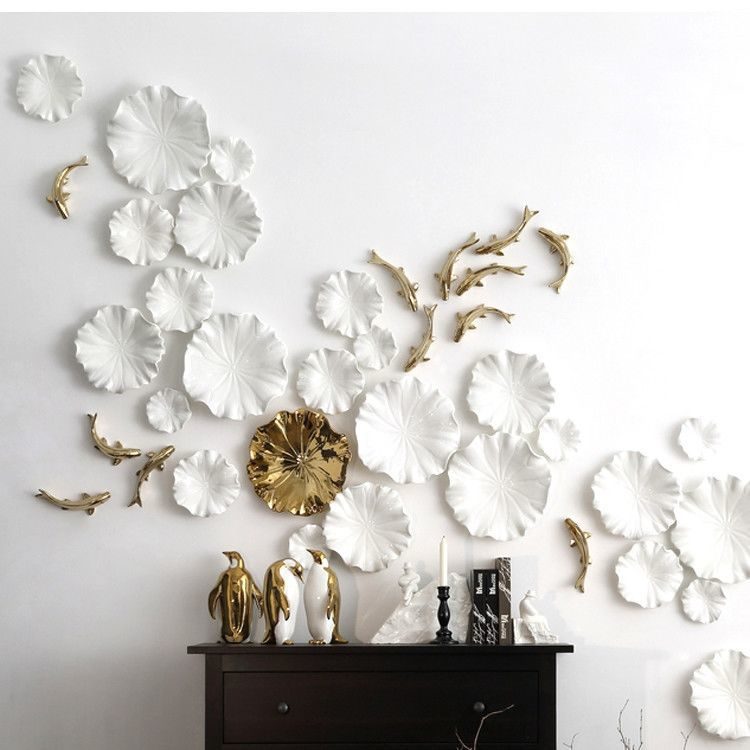 Lotus Leaves Wall Decor set in Gold